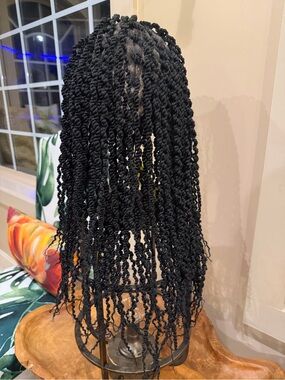 New Black Twisted Long Senegalese Rope Braids Wig Women Hair dreads Full Cap